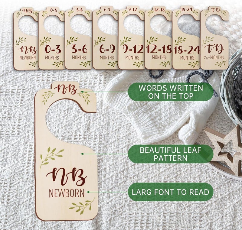 ITDYB Baby Closet Dividers - Set of 8 Wooden Double-Sided Baby Clothes Organizer from Newborn to Toddler for Daily Gender-Neutral Baby Nursery Decor - Image 2